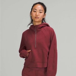 Maroon Lululemon Scuba Cropped half zip hoodie Size XL/XXL